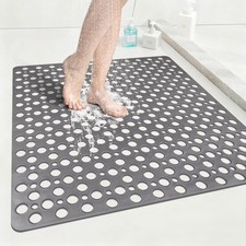 Anti Slip Shower Mat with Suction Cups,27x27 Inch Quick Drain TPE Non Slip Sh...