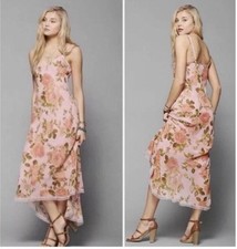 Betsey Johnson Vintage Floral Rose Pink Slip Maxi Dress Urban Outfitters Small