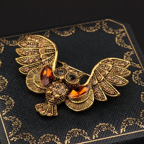 Luxury Vintage Owl Brooch Owl Shape Ancient Bronze Owl Corsage Ornament - Picture 7 of 12