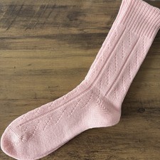 Vintage Light Pink Knitted Brettles Crew Socks One Size - New