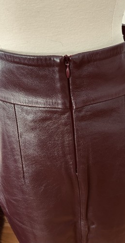 NEW WT SIMONETTA TRAVERSI BURGANDY VERA PELLE PENCIL SKIRT S42 - Picture 7 of 13