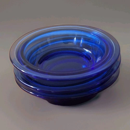 3 Cobalt Blue Hazel Atlas Moderntone Depression Glass 5" Small Berry Bowls