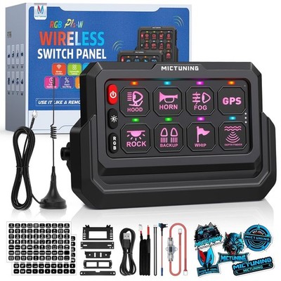 Wireless RGB 8 Gang Switch Panel Circuit Control Relay Box for Car Truck Marine