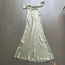 Reformation RONDA silk drape maxi dress dried herbs sage green herb 2P 2 PETITE