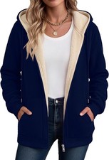 Womens Sherpa Fleece Jacket Zip Up Thick Warm Hoodie Fall Winter Coat
