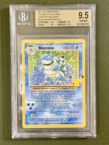 2021 Celebrations Classic Collection Confetti Holofoil #2 BLASTOISE BGS 9.5