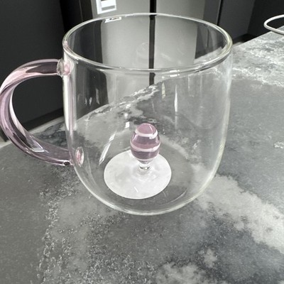 3D Osterei gestreift rosa Ornament Becher Tee Kaffee hübsch zart Tasse Glas