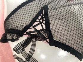 Agent Provocateur COOKIE sheer black briefs L knickers corset laced NEW vintage