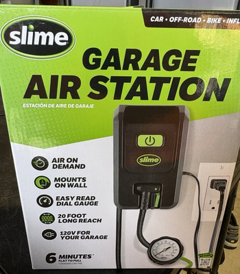 #ad Slime Garage Air Inflation Station WALL MOUNT 120 volt Tire Inflator Tire Pump $41.00