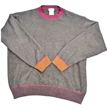 Avon Celli Men's Charcoal Sweater with Burgundy and Tan Accents