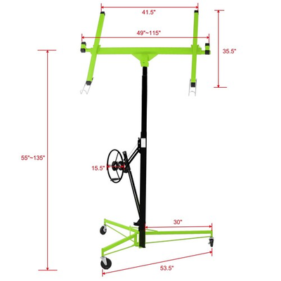 #ad 11ft Hoist Jack Drywall Lifter Panel Sheetrock 150lb Rolling Drywall Lifter Set $142.33