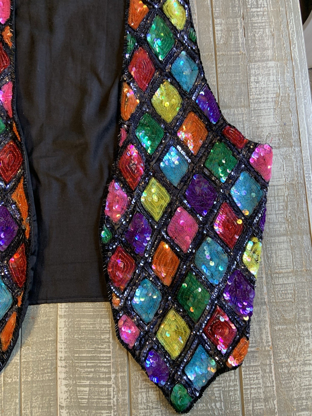 Vintage Gantos Patchwork Sequins Print Rayon Vest… - image 3