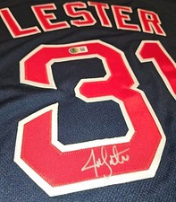 Majestic Jon Lester Autographed Boston Red Sox Authentic Beckett COA Navy Jersey