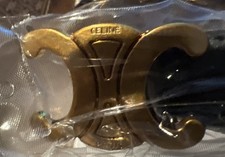 Triomphe Belt In Black Leather Gold Tone Size 100 Made In Italy Celine