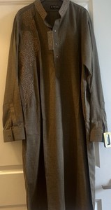 Men’s Arshad Embroidered Kurta Long Tunic Slim Fit - Lg  NWT Ethnic Traditional 