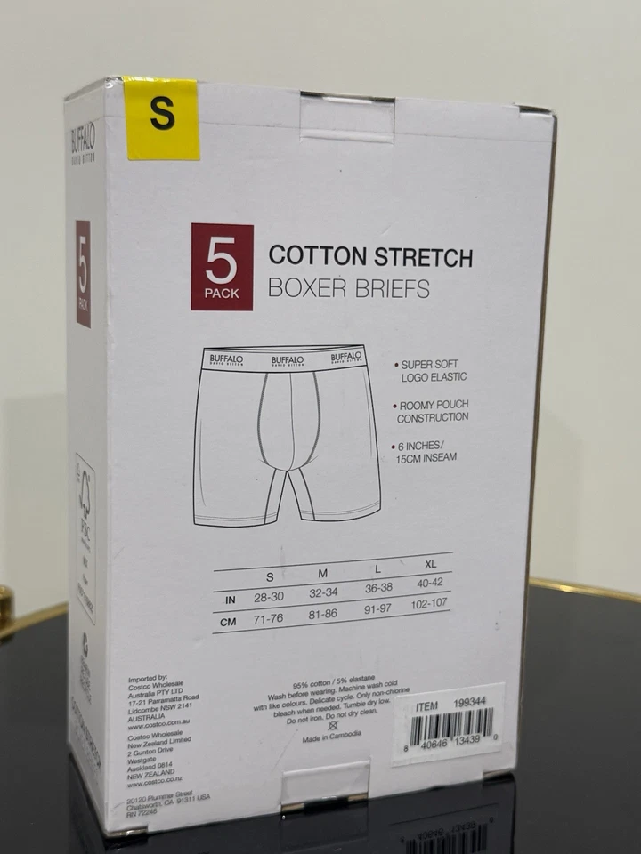 Paquete de 5 calzoncillos boxer elásticos de algodón Buffalo David Edition para hombre (talla S) Foto 2 de 3