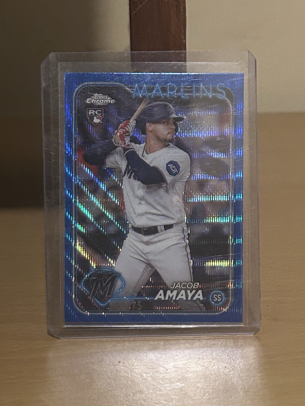 2024 Topps Chrome - Jacob Amaya #92 Blue Wave Refractor /75 (RC)