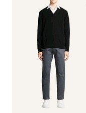 Giorgio Armani Wool Striped Knit Black Top V-Neck Sweater