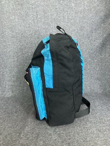 VTG 80s Uphill Down Backpack Black Neon Lightweight Book Day Bag MADE IN USA - Picture 8 of 24