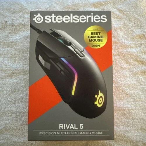 SteelSeries Rival 5 Optical Gaming Mouse - Matte Black Factory Sealed New!