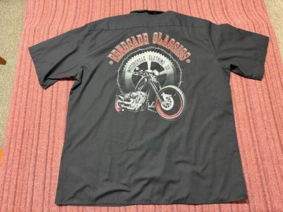 MENS USED VINTAGE DICKIES RENEGADES MOTORCYCLE CLUB WORK SHIRT SIZE 2XL