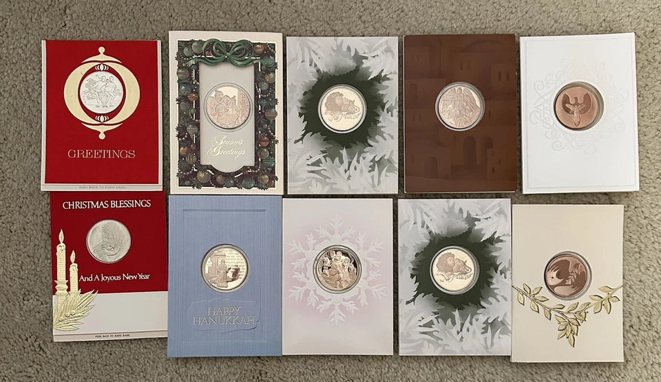 Tarjetas de Navidad The Franklin Mint con colección medallón de 29 de 1967-1982 Foto 2 de 4