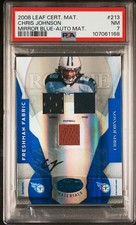 2008 LEAF CERT MATERIALS MIRROR BLUE-AUTO MATERIALS CHRIS JOHNSON 56/100 PSA 7