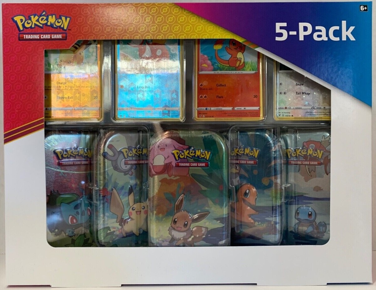 POKEMON TCG KANTO FRIENDS BOX SET 5 MINI TINS 4 HOLO PROMO