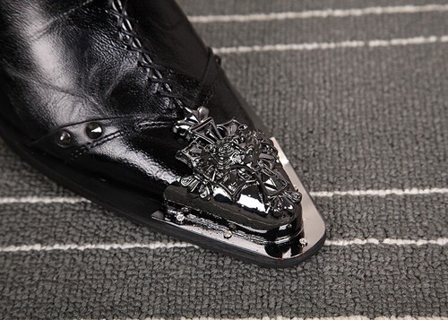 Neu Herren Echtleder Stiefelette Western Spitze Metallkappe Nachtclub Schuhe Reißverschluss - Bild 19 von 21