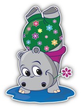 Cute Hippo Flower Car Bumper Sticker Decal