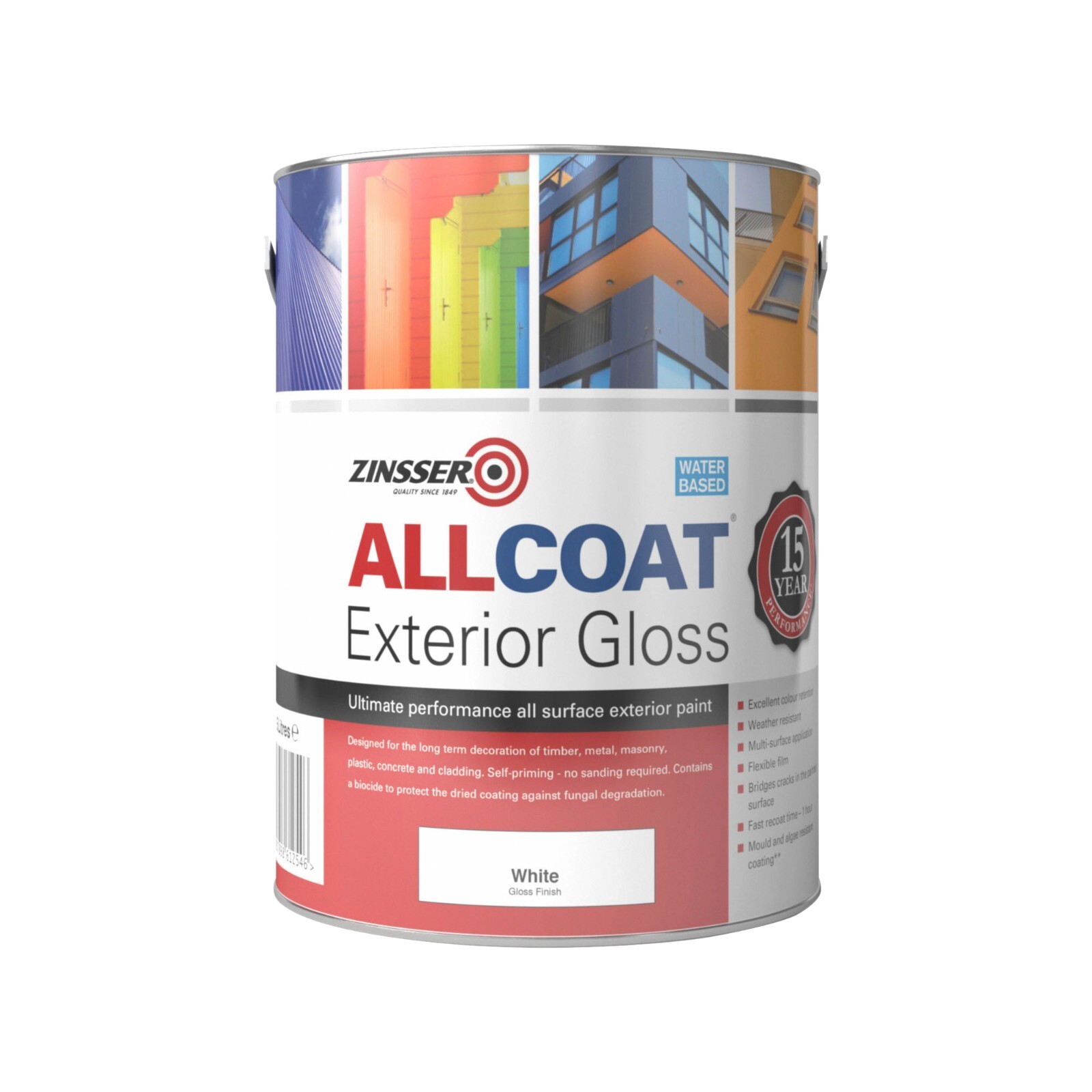 Zinsser Allcoat Multi-Surface Self-Primer Exterior 15 Year Wb Gloss White 1L - Image 3