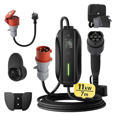 EV Ladegerät Ladekabel 7M Starkstrom CEE 11/22kW 16/32A Typ 2 Mobile Wallbox dé