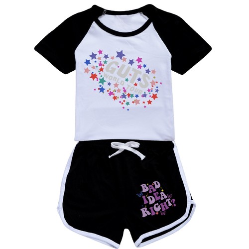 Olivia Rodrigo Girls Kids Short Outfits Costume T-Shirt Top + Pants Tracksuits - Picture 17 of 20