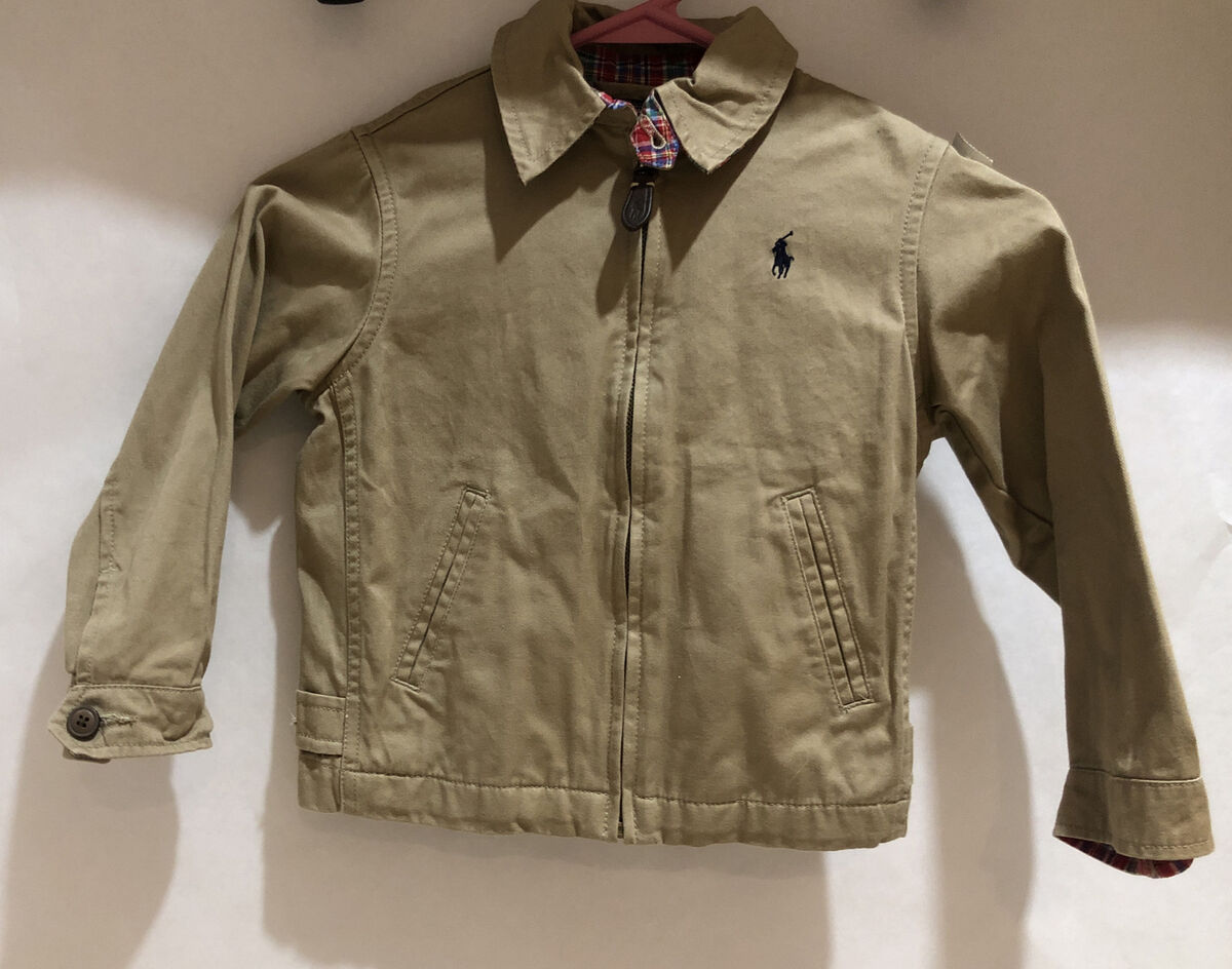 Ralph Lauren Polo Jacket Size 4 4T Boys Tan Beige Khaki Zip Ralph Lauren Polo Jacket Size 4 4T Boys Tan Beige Khaki Zip