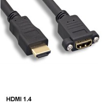 3' Panel-Mount Style HDMI 1.4 Extension Cable w/ Ethernet Male/Female 28AWG 4K