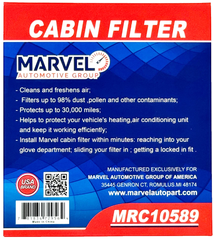 Marvel Cabin Air Filter MRC10589 (64119237159) for BMW X3 2011-2017 - Image 3 of 4