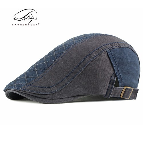 Cotton Newsboy Hats Men Flat Cap Irish Cabbie Beret Splicing Classic Driving Hat - Picture 5 of 18
