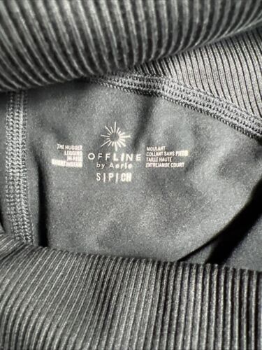 Leggings donna The Hugger neri a vita alta tasche piccoli corti nuovi con etichette Aerie Off Line - Foto 3 di 5