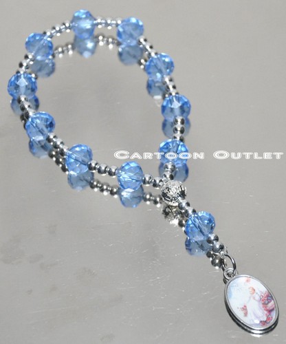 12 Baptism Bracelet Favors Recuerdos Bautizo Rosary Blue Silver Boy Christening - Picture 8 of 9