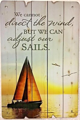 TIN SIGN 8x12 Sailboat sailing sails boat ocean sea sunrise sunset wind sail A50