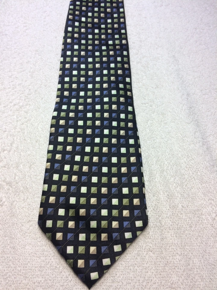 KILBURNE AND FINCH MENS TIE BLACK GREEN BLUE BIEGE GOLD 3.75 X 61  - Image 2 of 4