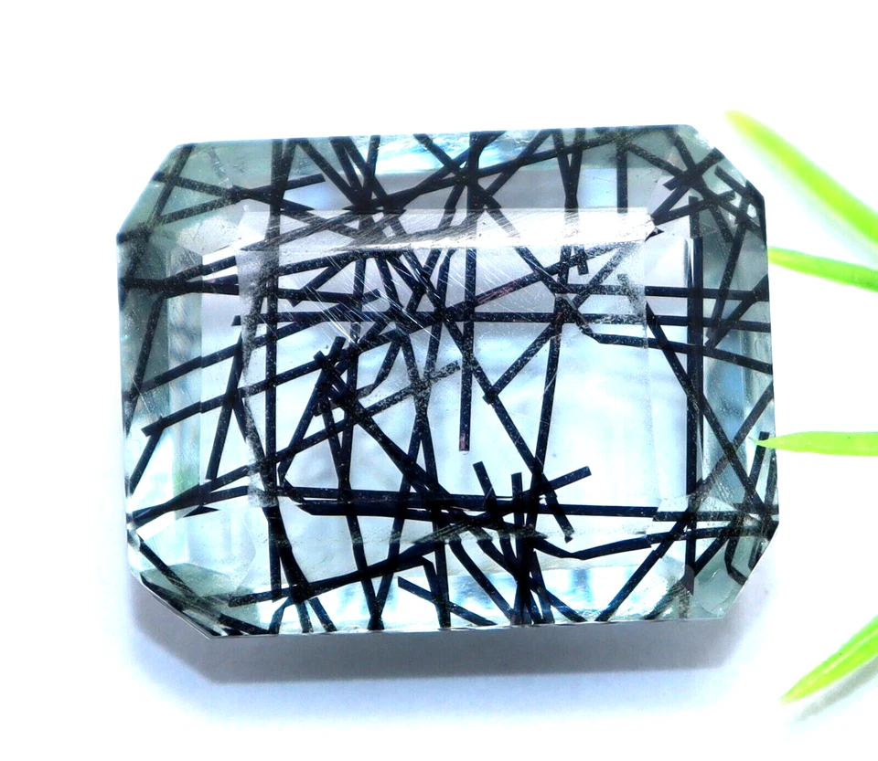 Naturschwarz Strahlende Quarz Dublette 32 Karat Smaragd Schliff Zertifiziert - Bild 3 von 4