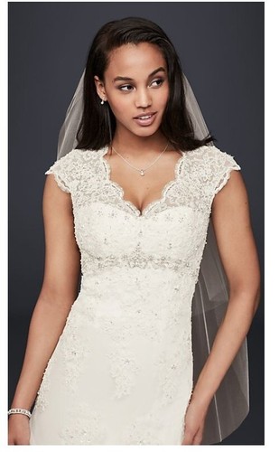 Davids Bridal Wedding Dress Ivory T3299 Sz 12 NWT MSRP $849 - Picture 4 of 14