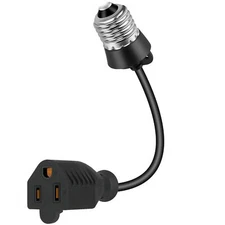 Light Socket to Plug Adapter 8.46 Inch Light Bulb E26/E27 Outlet Socket to 3 ...