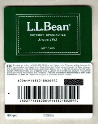 L.L. BEAN Brand Name Patch 2010 Gift Card ( $0 - NO VALUE ) V2