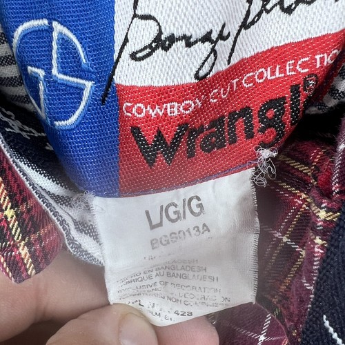 George Strait Wrangler Shirt BOYS Large Plaid Cowboy Cut Long Sleeve Button Down - Picture 5 of 7