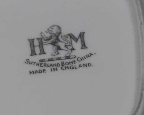 VINTAGE H M SUTHERLAND ENGLISH BONE CHINA TRINKET, CANDY DISH w FLORAL DECOR - Picture 4 of 4