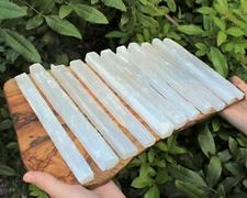 Bulk Lot of 10 x Selenite Sticks, LARGE 8" Natural Selenite Crystal Wands, Reiki