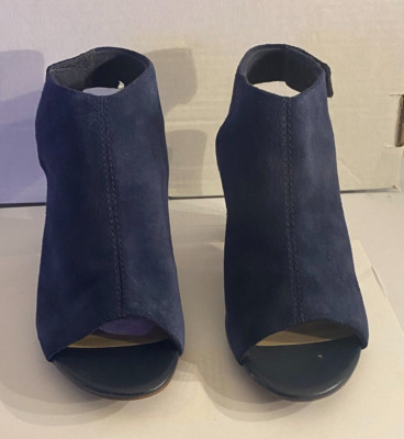 Clarks Women's Deva Bell Heeled Sandal Navy Blue Suede US Size 7 M
