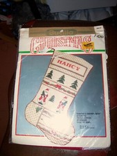 Bucilla Counted Cross Stitch 18" Christmas Stocking "Santas  Snowflakes"